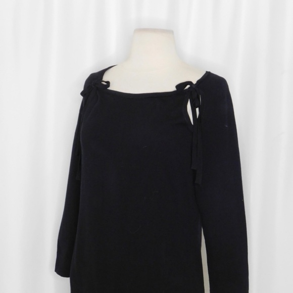 ANTHROPOLOGIE Siobhan Black Cheeky Ties Cutout Sweater Pullover Cotton Medium - Picture 9 of 16